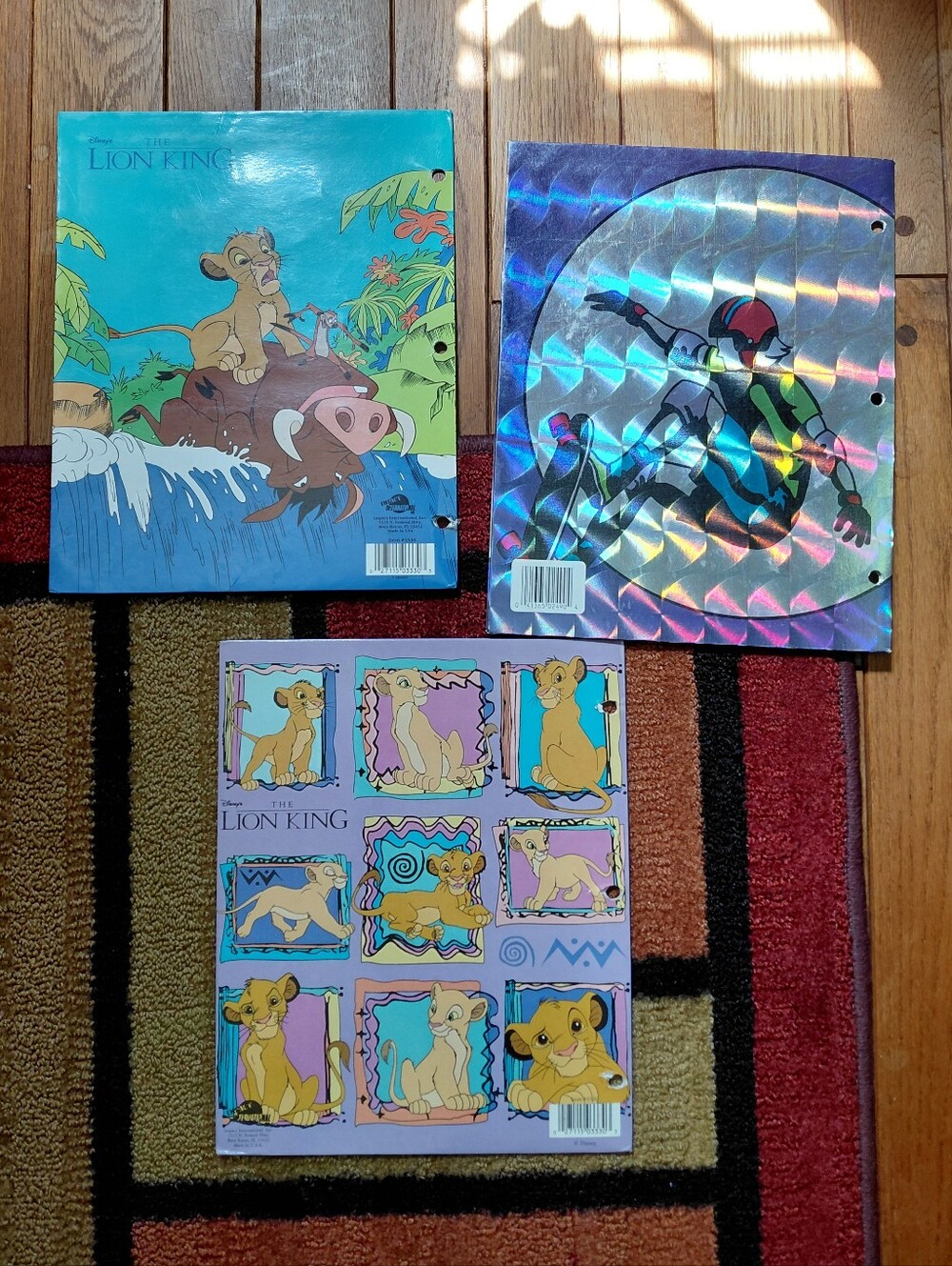 3 Vintage 90s very cool school paper Trapperkeeper folder Lion King & hologram
